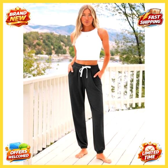 Women's Sweatpants with Pockets, Soft Polyester Blend, Loose Fit Joggers - Picture 6 of 7